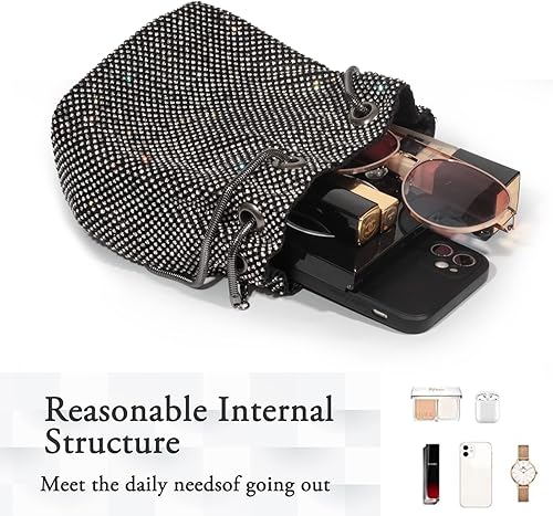 Miniatura 5 de AOYUNHUI Bolsos de mano para mujer, bolso de mano con diamantes de imitación, monederos de embrague para fiesta y boda