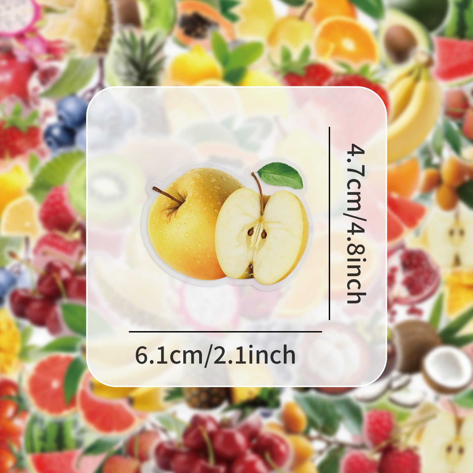 Transparent Fruit Stickers 54Pcs Vinyl Cute Funny Vegetables Stickers for Laptop Water Bottle Skateboard Scrapbook Helmet Car Bike Guitar,Waterproof Banana Strawberry Sticker for Teen Kids Adult - Image 3