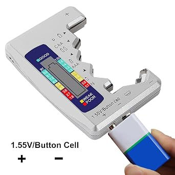 2Pcs Universal Battery Tester Digital LCD Display Multi-Purpose Battery Checker Capacity Analyzer for AA AAA C D 9V 1.5V Button Cell Batteries Cranking System Tester
