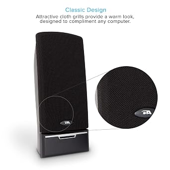Cyber Acoustics CA-2014USB 2.0 Multimedia Desktop Computer Speakers, Compatible with USB C or A Devices, Adapter Included