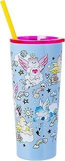 Silver Buffalo Care Bears Double Walled Stainless Steel Tumbler with Straw - 22 Ounces, Featuring Grumpy, Love-A-Lot, Cheer, Wish, and Good Luck Bears