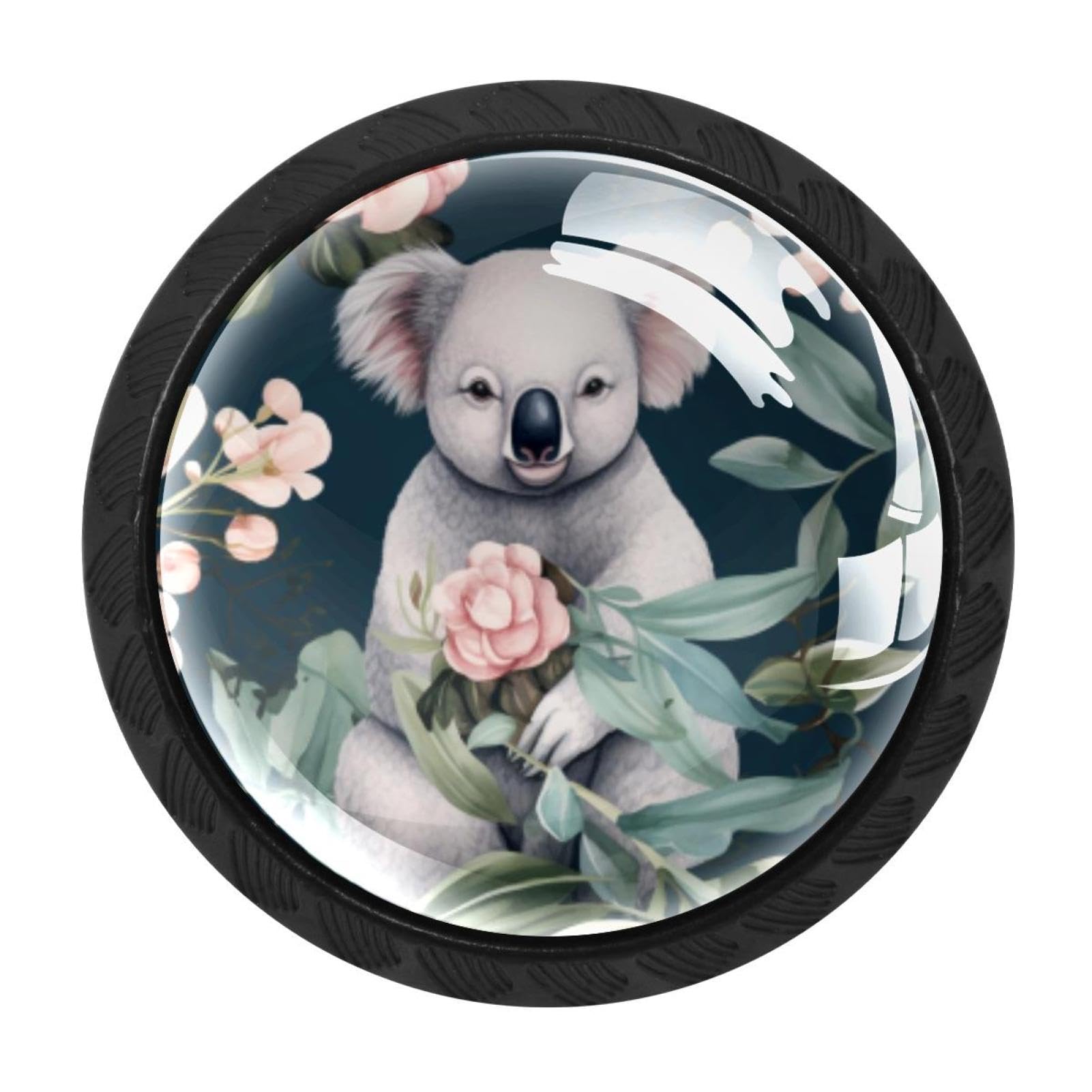 CHENZZZZ Koala Drawer Knobs Pull Handle Crystal Glass Circle Shape Cabinet Drawer Pulls Cupboard Knobs with Screws for Kitchen Cupboard Dresser Wardrobe etc