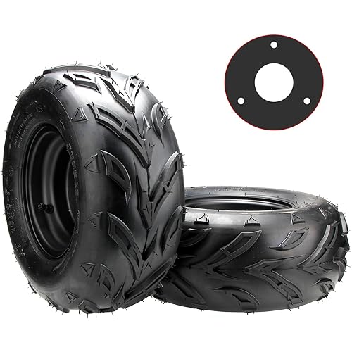 16x8-7 ATV Wheels, 3 lug 16x8-7 Tubeless Tires for Kazuma Quad ATV Go Kart UTV 125cc 150cc Off Road Tyres 3 Holes Rim set of 2