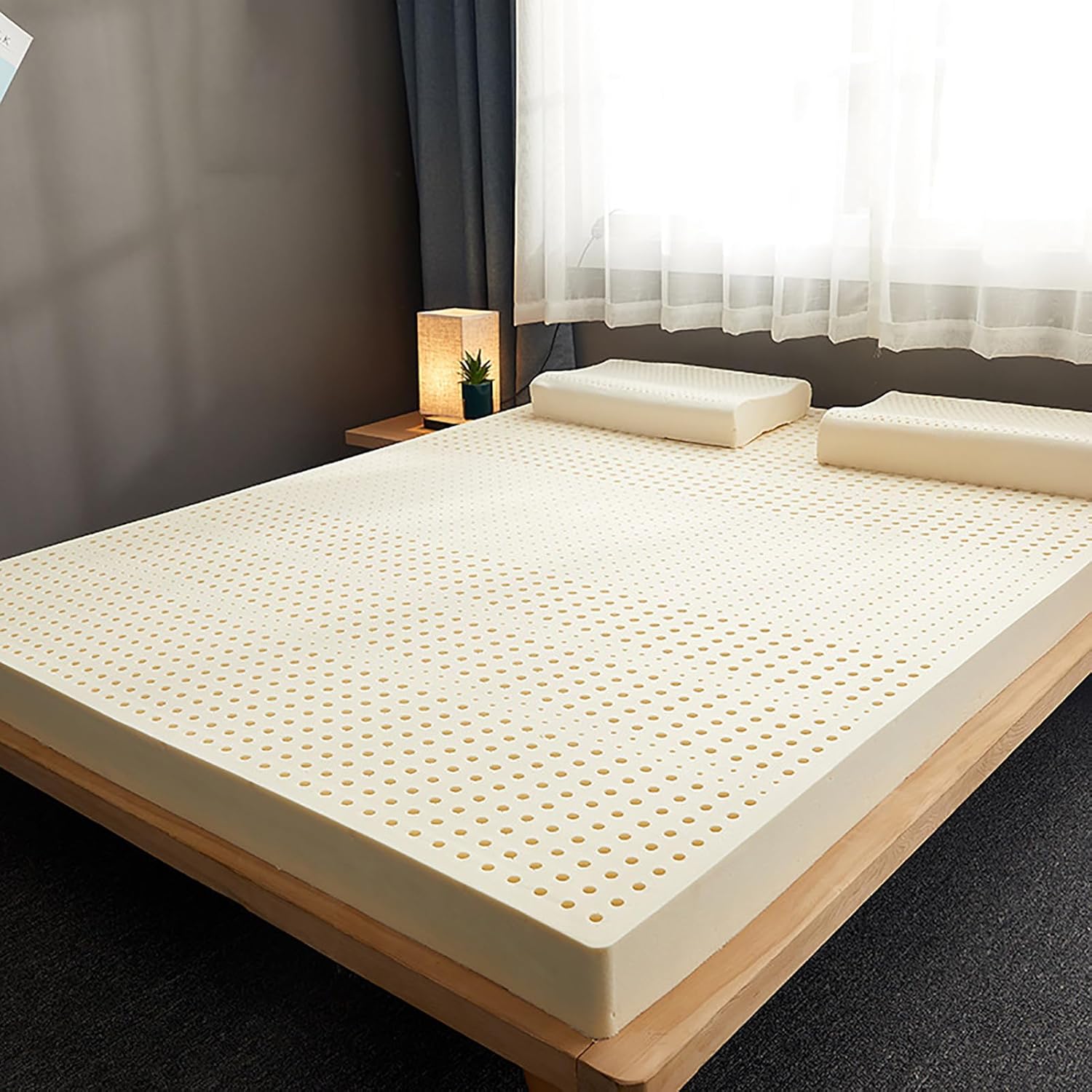Futon Mattresses，Natural Latex Mattress Topper Breathable & Comfortable 7.5cm Thick 200x200cm