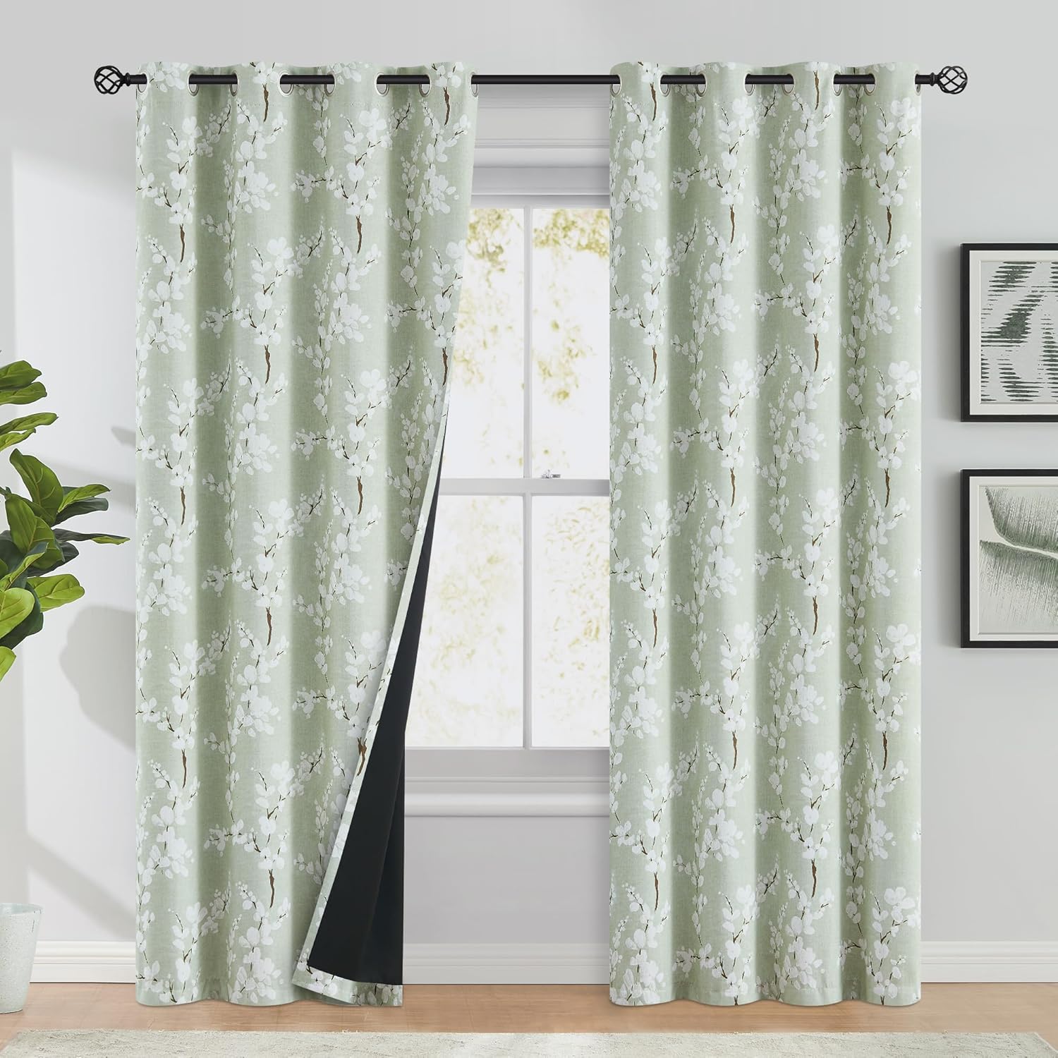Floral Blackout Curtains - 100% Light Blocking -1