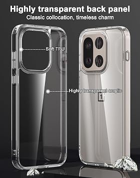 Clear Case for Oneplus 15, [Hard PC Back+Soft TPU Bumper] [Anti-Yellowing] Slim Fit Full Protective Shockproof Transparent Case Cover for Oneplus 15 2025