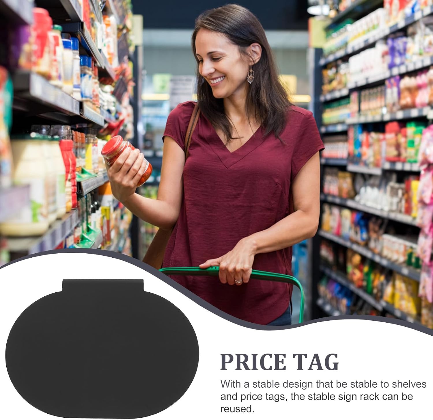 10pcs Erasable Chalkboard Label Clips, Rewritable Price Tag Holders for Storage Bins and Basket Signs, Bright Black Writable Clips for Retail and Pantry Organization