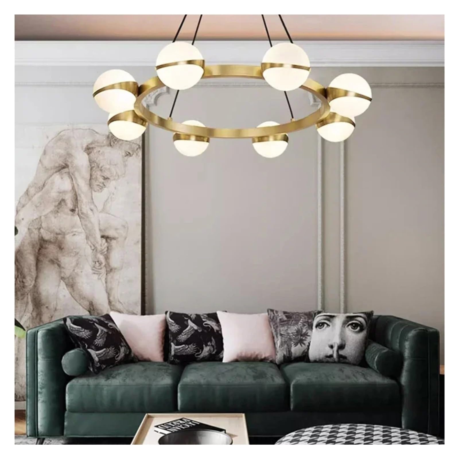 Nowoczesna okrągła lampa wisząca LED G9 do stołu, salonu, jadalni, sypialni, loftu, żyrandola, dekoracyjnych lamp do domu, żyrandoli w stylu vintage (światło naturalne, 8 p