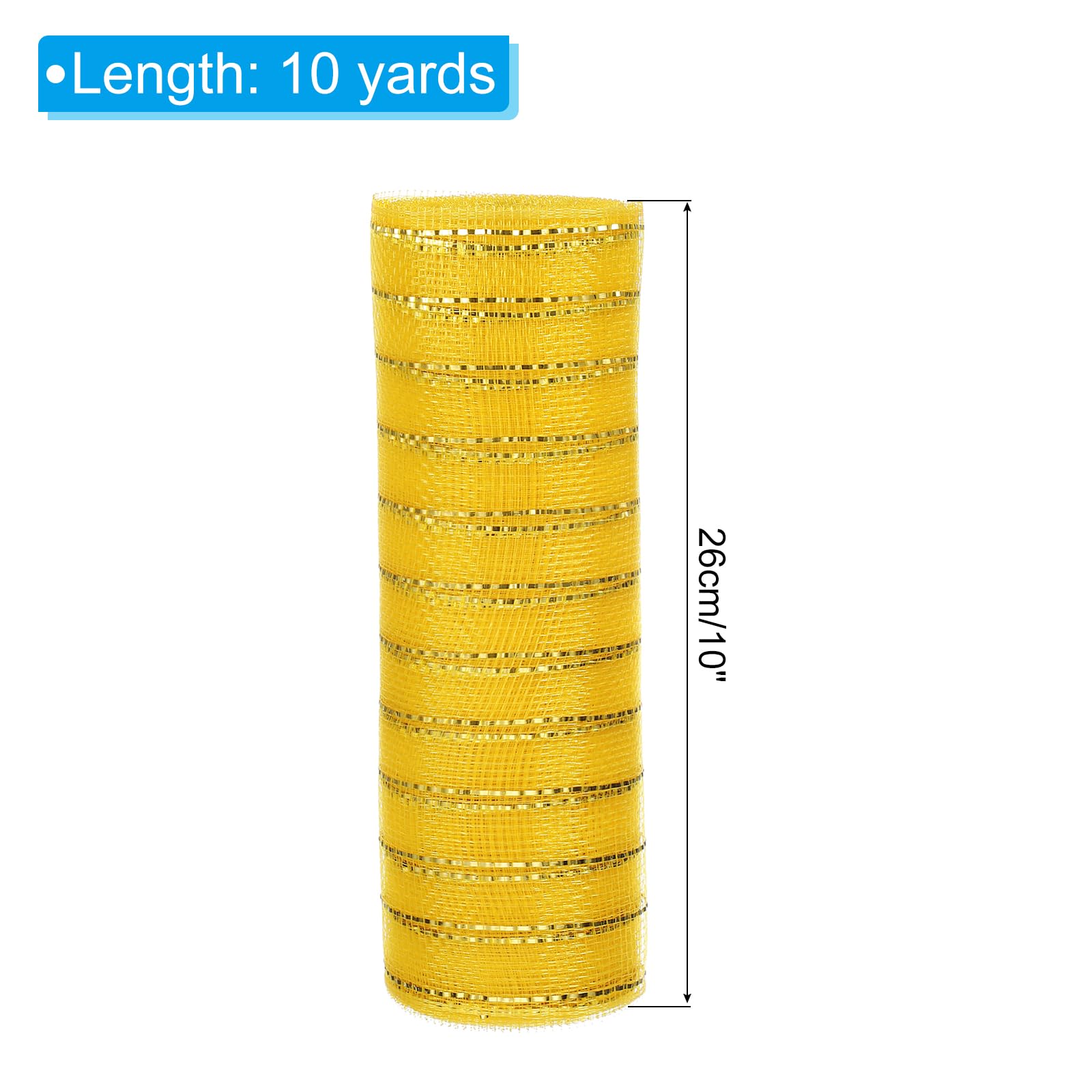 PATIKIL Decorative Mesh Ribbon, 10 Inch x 10 Yard Mesh Ribbon Roll Foil Metallic for Christmas Tree Wreath Decoration Gold - Image 2