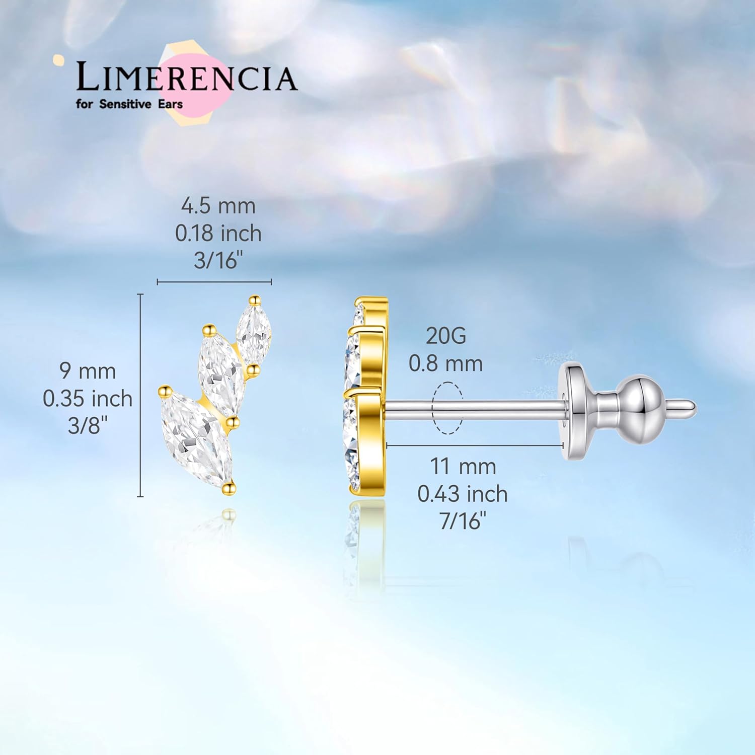 Limerencia Implant Grade Pure Titanium Studs, F136 Hypoallergenic G23 Small Dainty Cubic Zirconia Earrings for Women's Sensitive Ears - Image 5