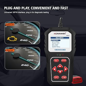 KONNWEI KW818 Bluetooth OBD2 Scanner for All Vehicles Car Code Reader, Check Engine Light Diagnostic Tool, Full OBDII Functions, Real-Time Data, Fault Code Reader, Compatible with iOS & Android