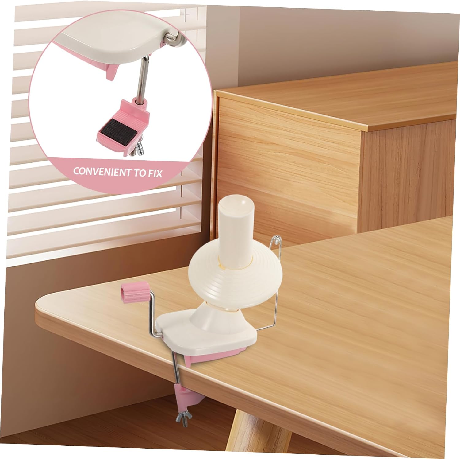 Hand Crank Yarn Ball Winder Tool for Crafters Portable Pink