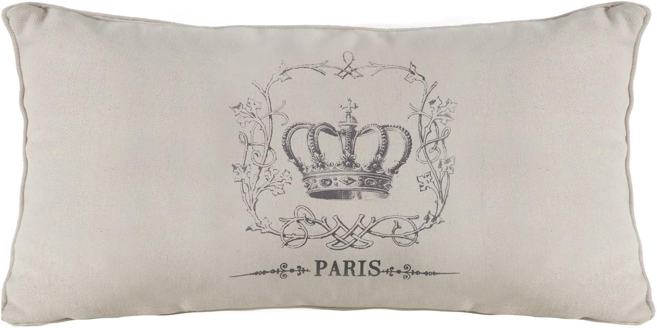 Set of 2 Shabby Cottage Rectangular French Paris Crown Pillows