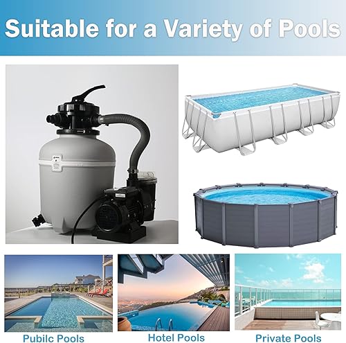 Miniatura 6 de YAGENICE Sistema de bomba de filtro de arena de 13 pulgadas, bomba de 13 y válvula de 6 vías, bomba de filtro de arena para piscina sobre el suelo,