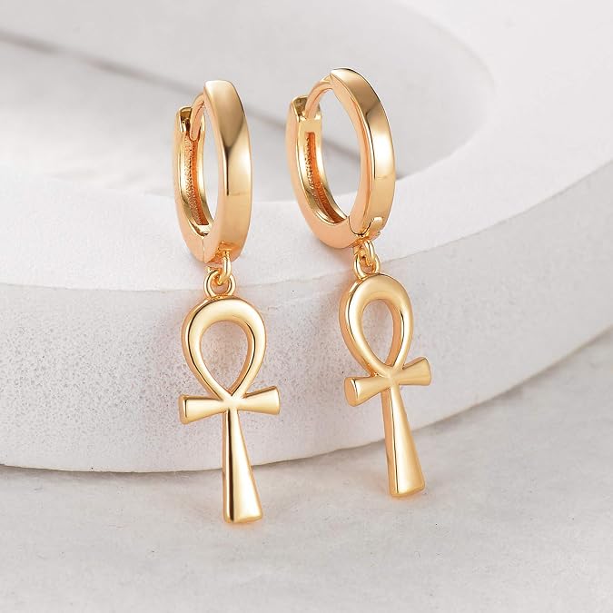 FETTERO Gold Hoop Earrings 14K Glod Plated Lightweight Huggie Hoops Dangle Snake Lock Love Heart Earrings for Women Hypoallergenic Earrings Dainty Wear