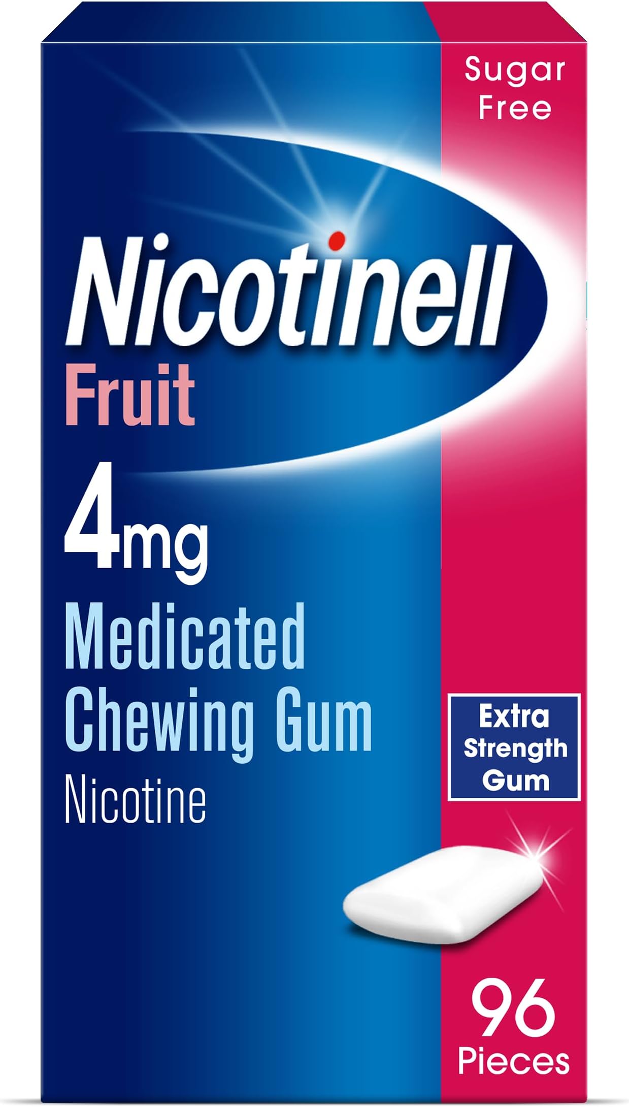 Nicotinell Nicotine Gum, Quit Smoking Aid, Fruit Flavour, 4 mg, 96 Pieces