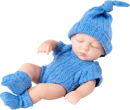 Realistic Newborn Baby Dolls, Mini Baby Dolls 7" Cute Mini Closed Eyes Realistic Newborn Soft Auntic Silicone with Clothes Toy for Kids, Style2