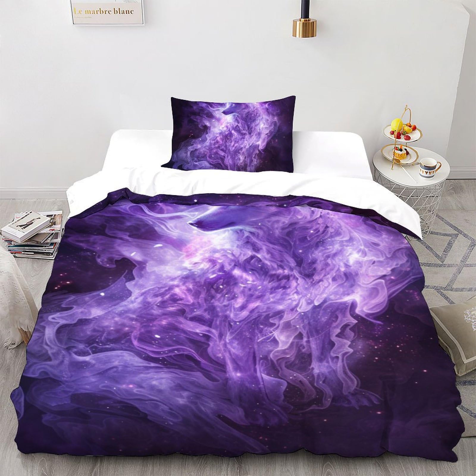 Housses de couette 3D enfants Purple Fox avec zip pour éviter la couette qui glisse