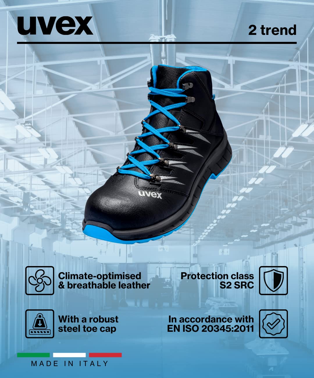 Uvex 2 Trend - S3-Leder-Arbeitsstiefel für Damen & Herren - mit Stahlkappe