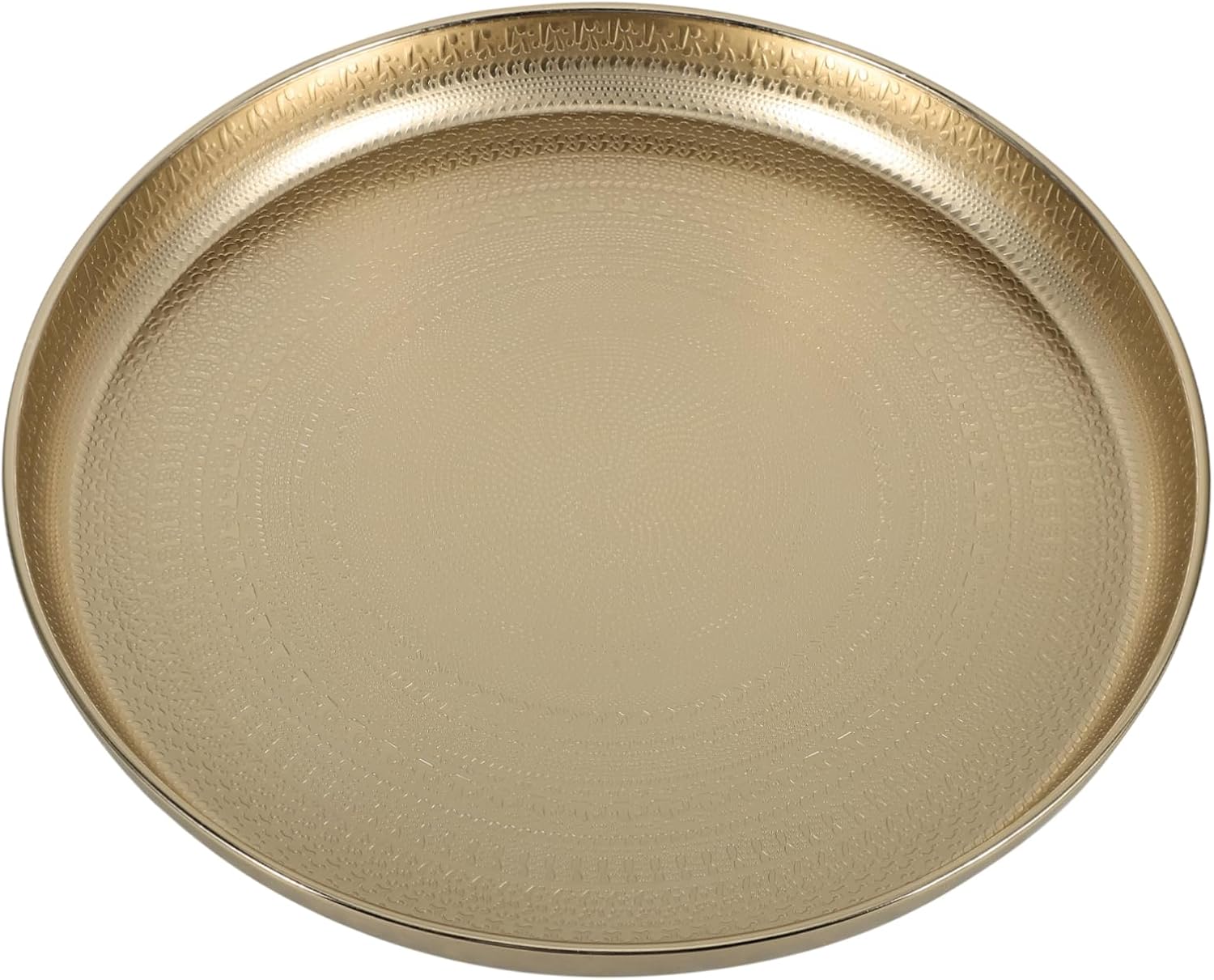 Healifty Metal Round Serving Tray Decorative Platter for Table Vintage Smooth Surface Fruit and Dessert Display Stable Functional Tray for Party Snack Candy and Home Storage in Gold