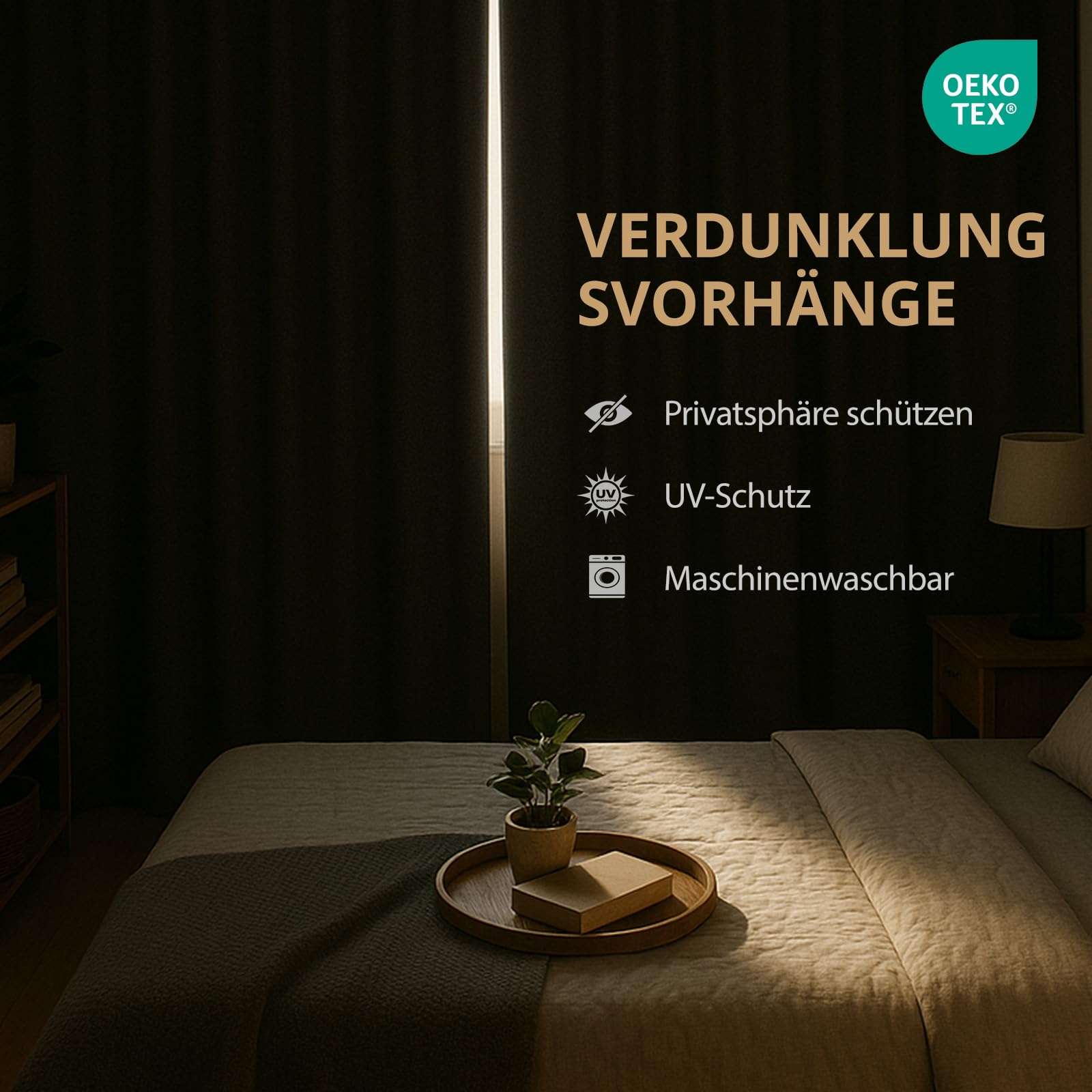 100% Verdunkelungsvorhang 2er Set H245xB140cm Beige | Leinenoptik, Thermo, 4 Aufhängearten, Für Stangen & Schienen, Lärmschutz, Schlaf- & Wohnzimmer, Inkl. 20 Clips