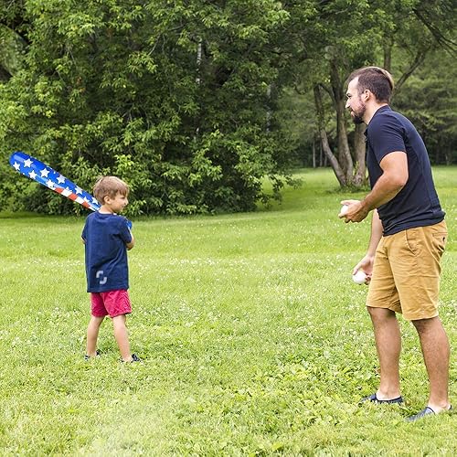 Miniatura 7 de ArtCreativity Inflable de bate de béisbol con bandera estadounidense, juego de 3, accesorios de disfraz patriótico, decoración del 4 de julio y