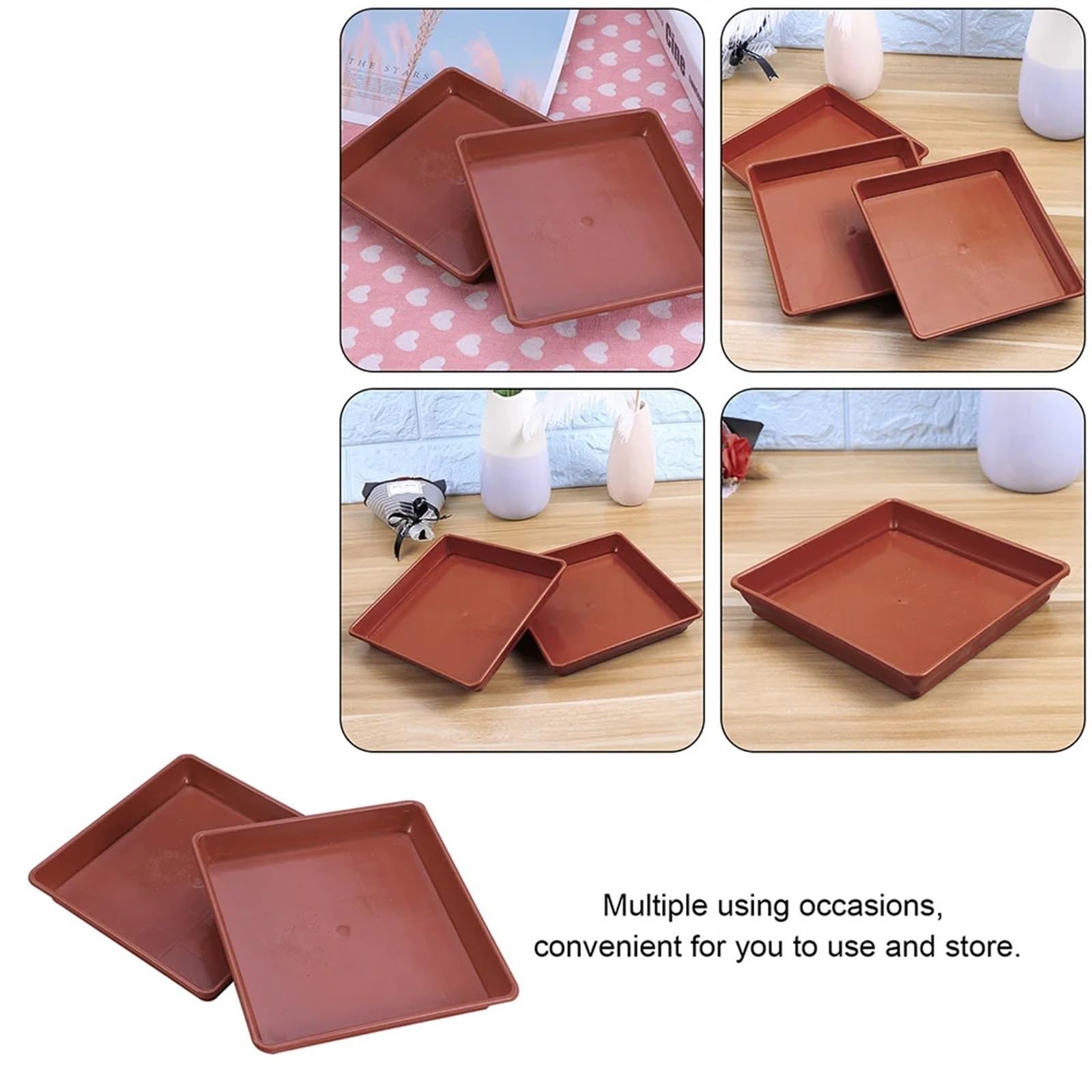 Verdes Platos Para Macetas Posavasos redondo for plantas, plato de agua for jardín, bandeja for maceta, platillos for atrapar plantas de interior, goteo cuadrado, 10 Uds. Platillos Para Plantas(White)