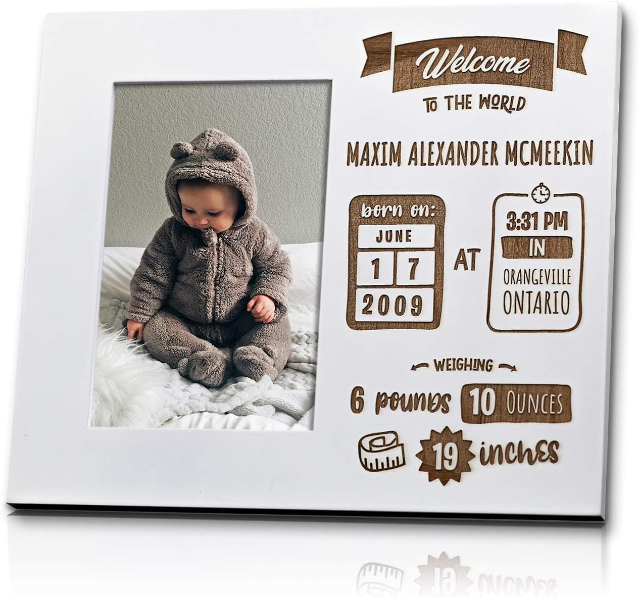 Birth Announcement Personalized Baby Picture Frame with Stats