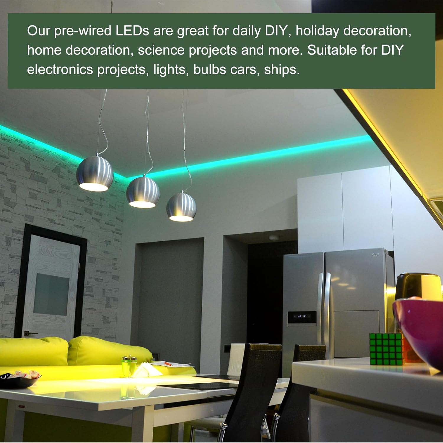 YOKIVE 14 Pcs 3mm Pre-Wired Diffused LED Diodes Light, Lighting and Decoration, Great for Party, Car, Daily DIY (Mixed Colour, 20mA, DC 3-5V)