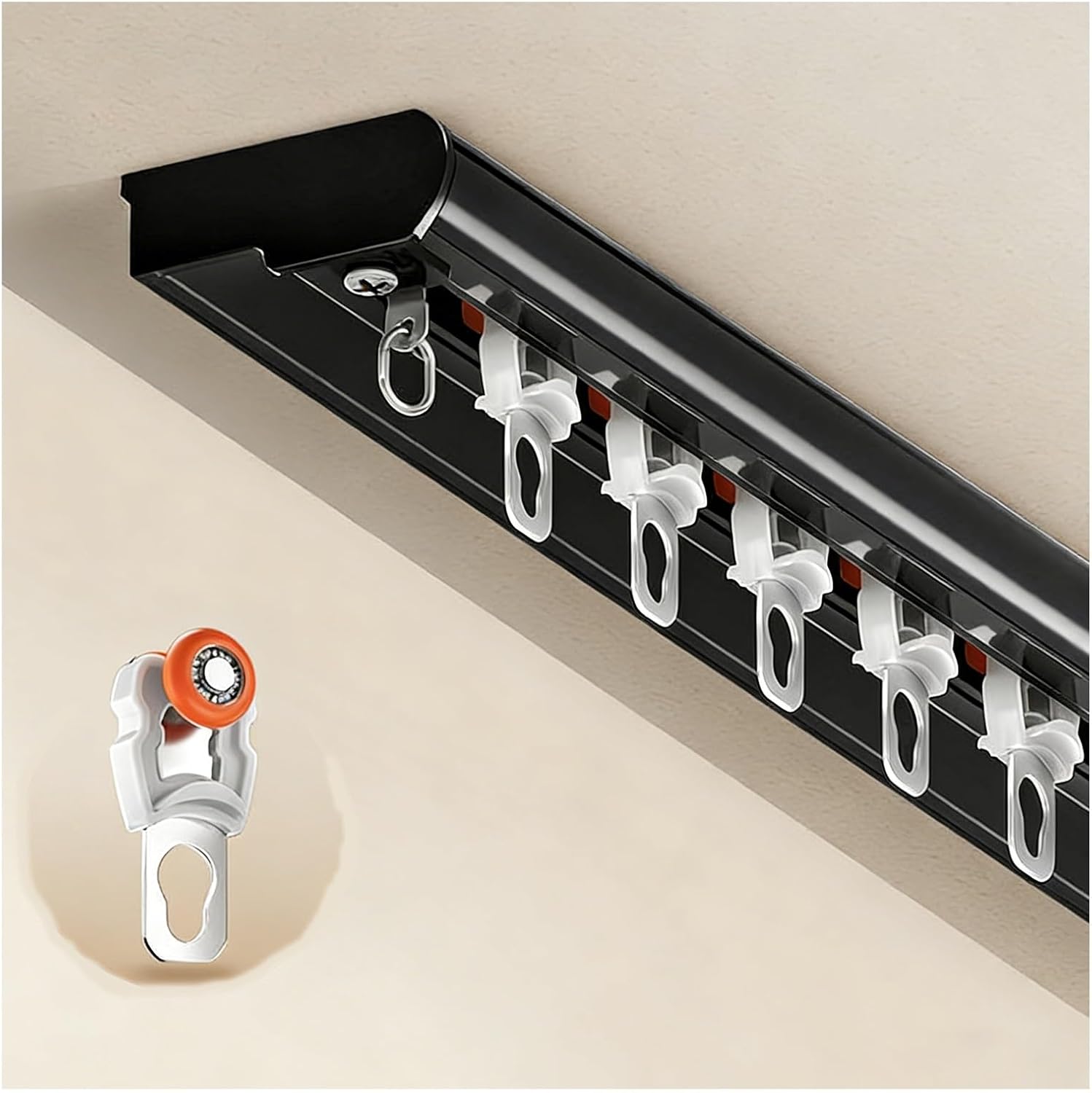 Ceiling-mounted Curtain Tracks, Bearing Wheel Curtain Tracks, Heavy-duty Aluminum Alloy Curtain Rods, Can Be Used As Privacy Partitions, Suitable For Living Rooms/bathrooms(Black,260cm(8.5ft))