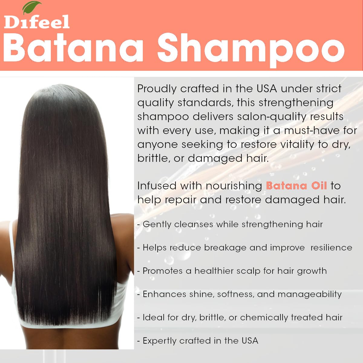 Difeel Batana Shampoo 12 Ounces - Strengthening Sulfate Free Shampoo for Thicker, Smoother and more Manageable Hair - Image 5