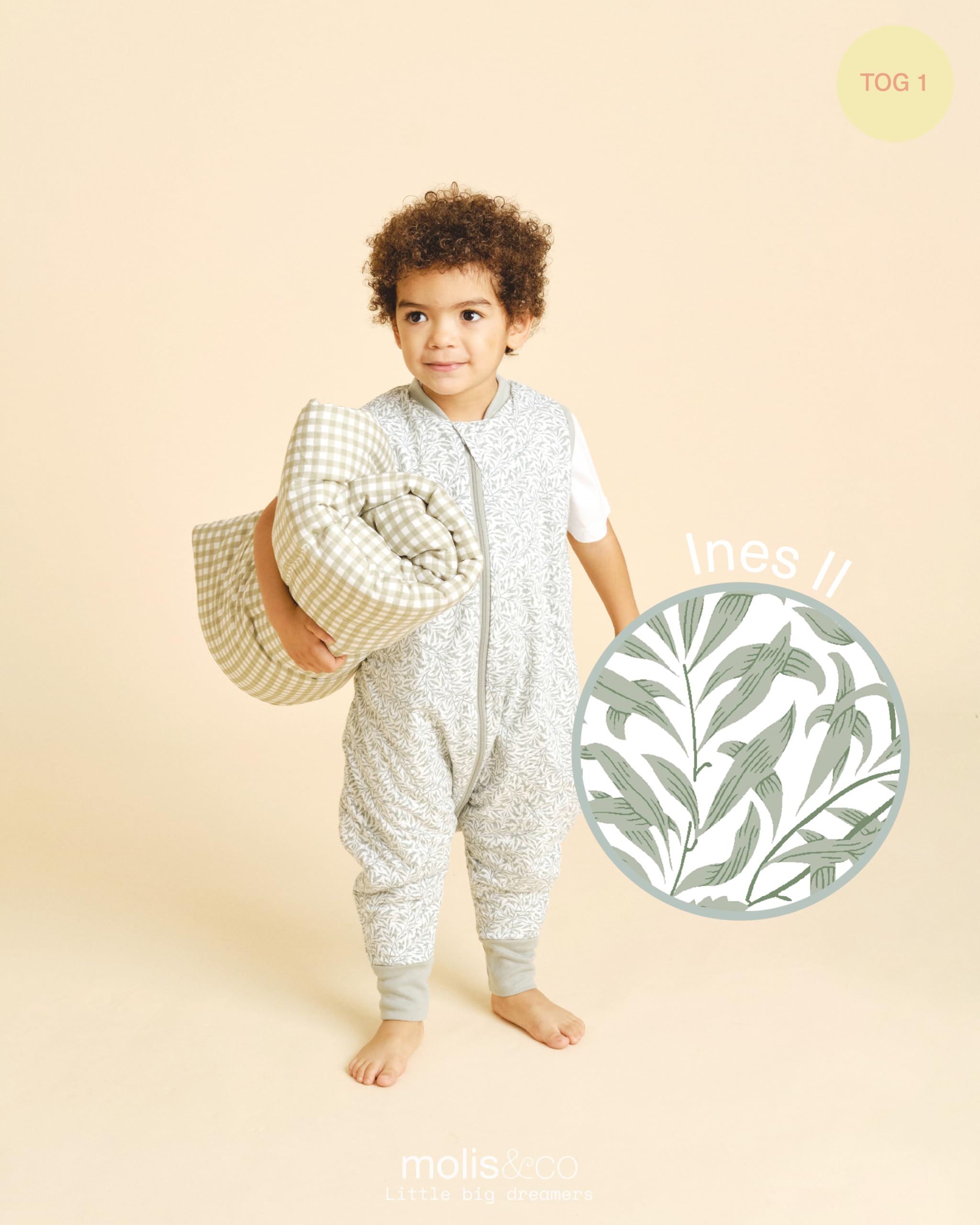 molis&co - Baby Schlafsack mit Füßen - Ideal für Frühling und Herbst - Babyschlafsack mit Füßen 1 tog - Leicht gepolstert - 100% Baumwolle (Oeko-TEX 100), Premium Qualität - INES II (80 cm) - 4