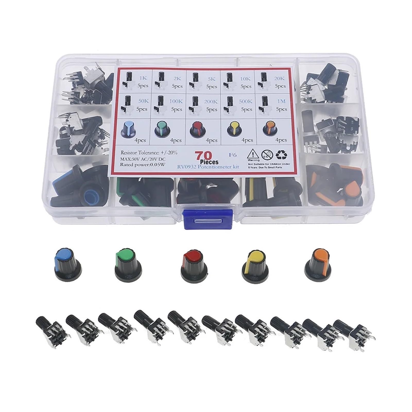 Potentiomètres RV09 rotatifs pour remplacer vos résistances défectueuses de 1K à 1M