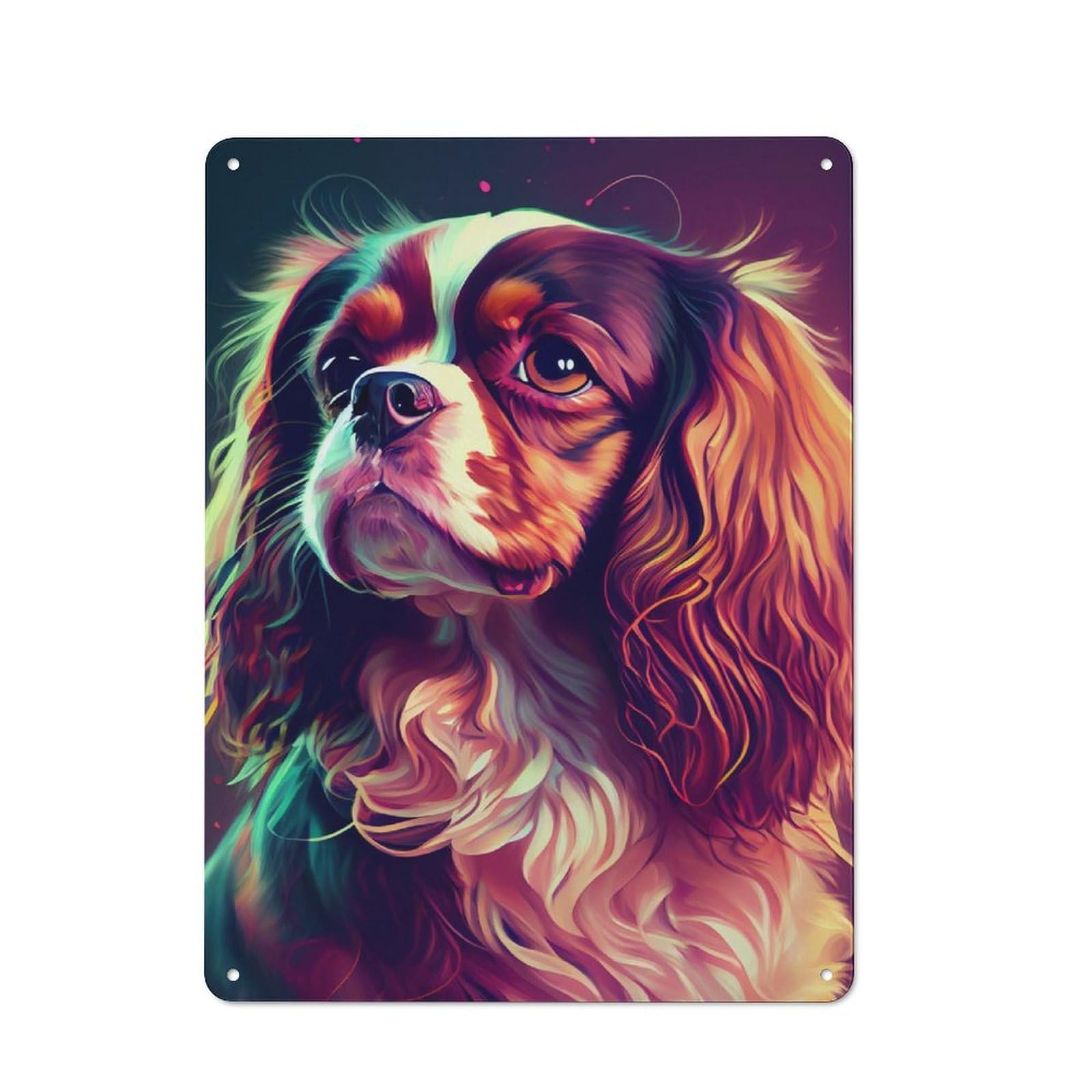 Junmoney Cavalier King Dog Colorful Tin Sign 40X30cm With For Workshop Wall, Vintage Decor, For Metal Sign Collectors, For Garage And Workshop Walls