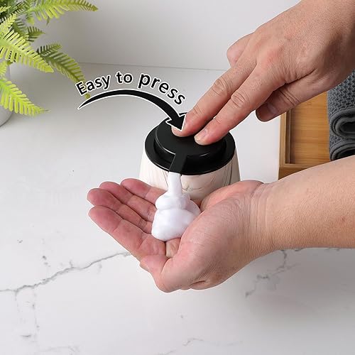 Miniatura 98 de Dispensador de jabón de manos de espuma de 12 onzas, dispensador de jabón espumoso negro para baño con bomba fácil de presionar, dispensador de