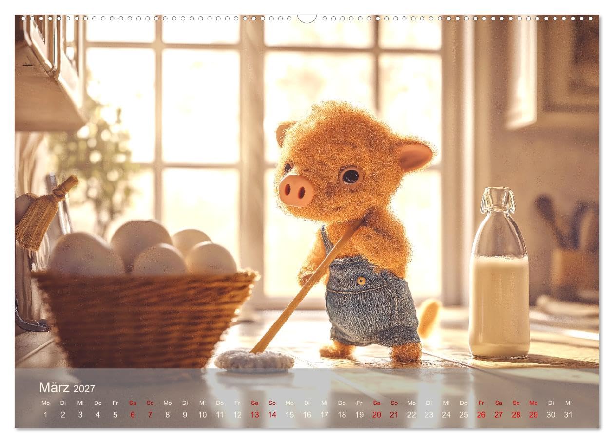 CALVENDO - Eierlegende Wollmilchsau – der lustige Kalender mit Fabelwesen (hochwertiger Premium Wandkalender 2027 DIN A2 quer), Kunstdruck in Hochglanz: Der Kalender für die ganze Familie, die Eierleg