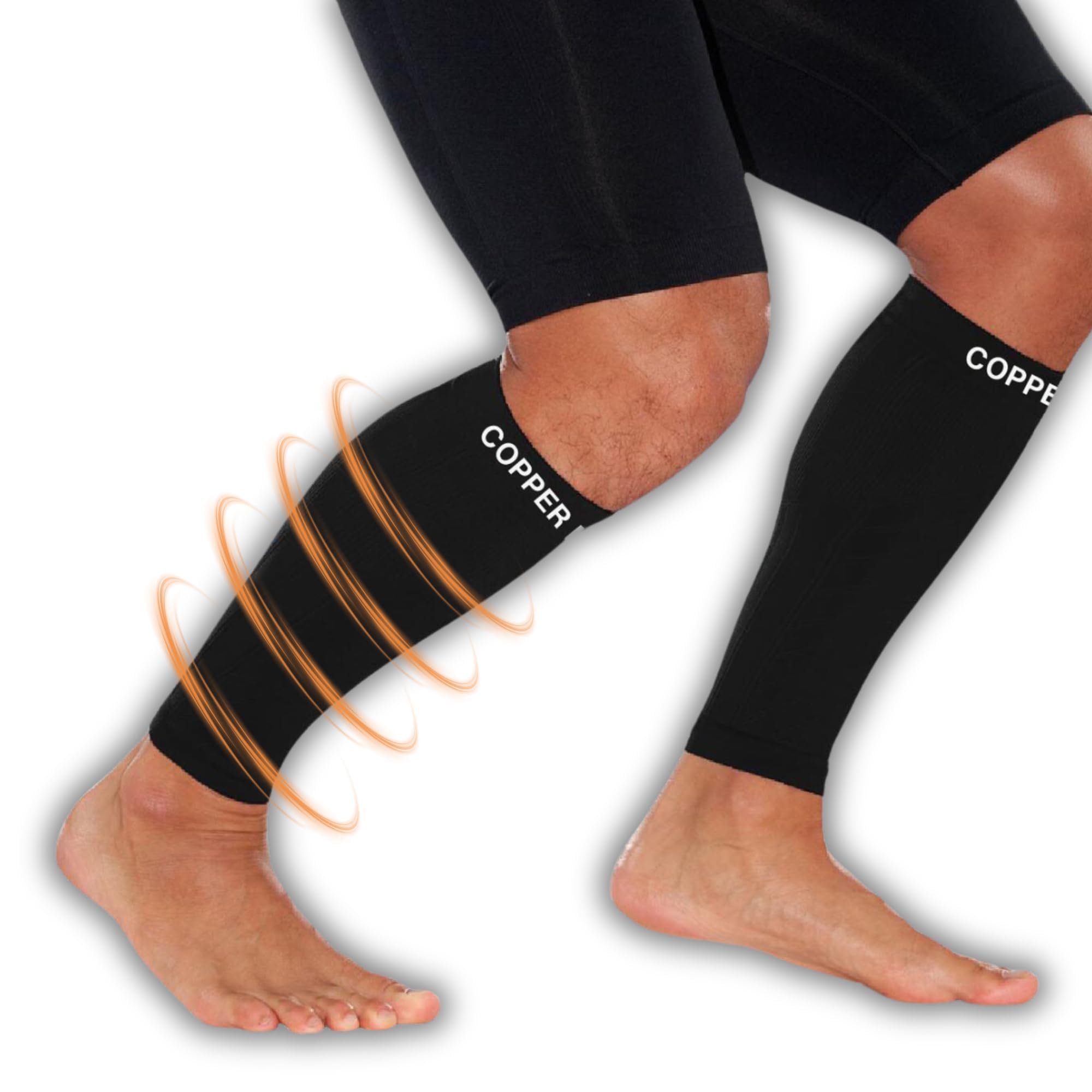 CALF Copper Compression SLEEVES by COPPER HEAL (1 PAIR) For Exercise Sport Recovery - Calf Muscle Strains Shin Splints Leg Socks Men and Women Calfs sleeve Guard for Running mens guards (XL - pair)