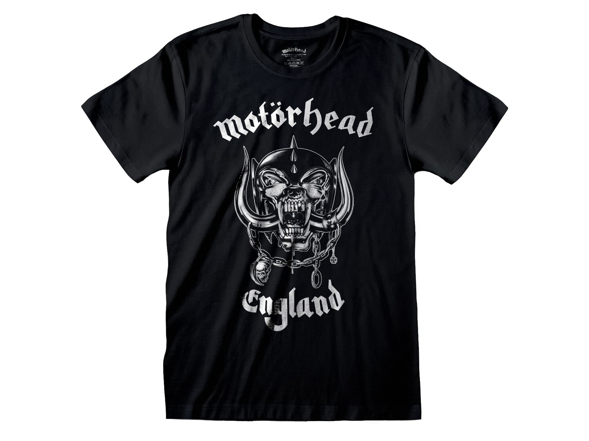 T-shirt Motorhead England T-shirt Rock Officiel Noir Band Heavy Metal Coton Unisexe Adulte Garçon