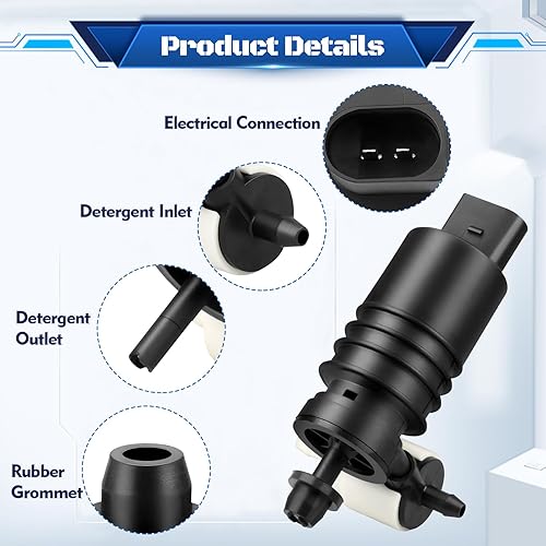 Miniatura 5 de HHCSOP Bomba de limpiaparabrisas con ojales, repuesto de motor de limpiaparabrisas para Jeep Dodge Chrysler Volkswagen Audi BMW Chevrolet Ford