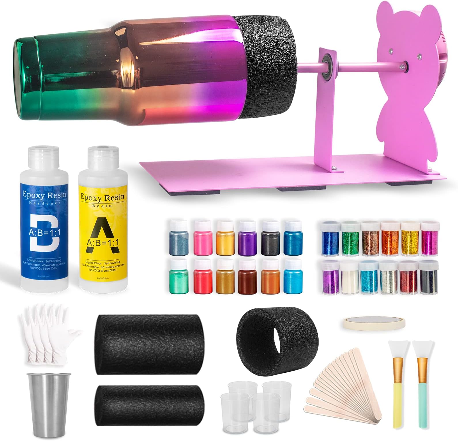 SEVGILI Cup Turners for Tumblers Starter Kit Tumbler Turner Kit Epoxy Glitter Tumbler Full Kits Cup Spinner for Tumbler for Crafts Epoxy Tumbler Kit Cup Turner Kit Including Mica and Glitter Powder