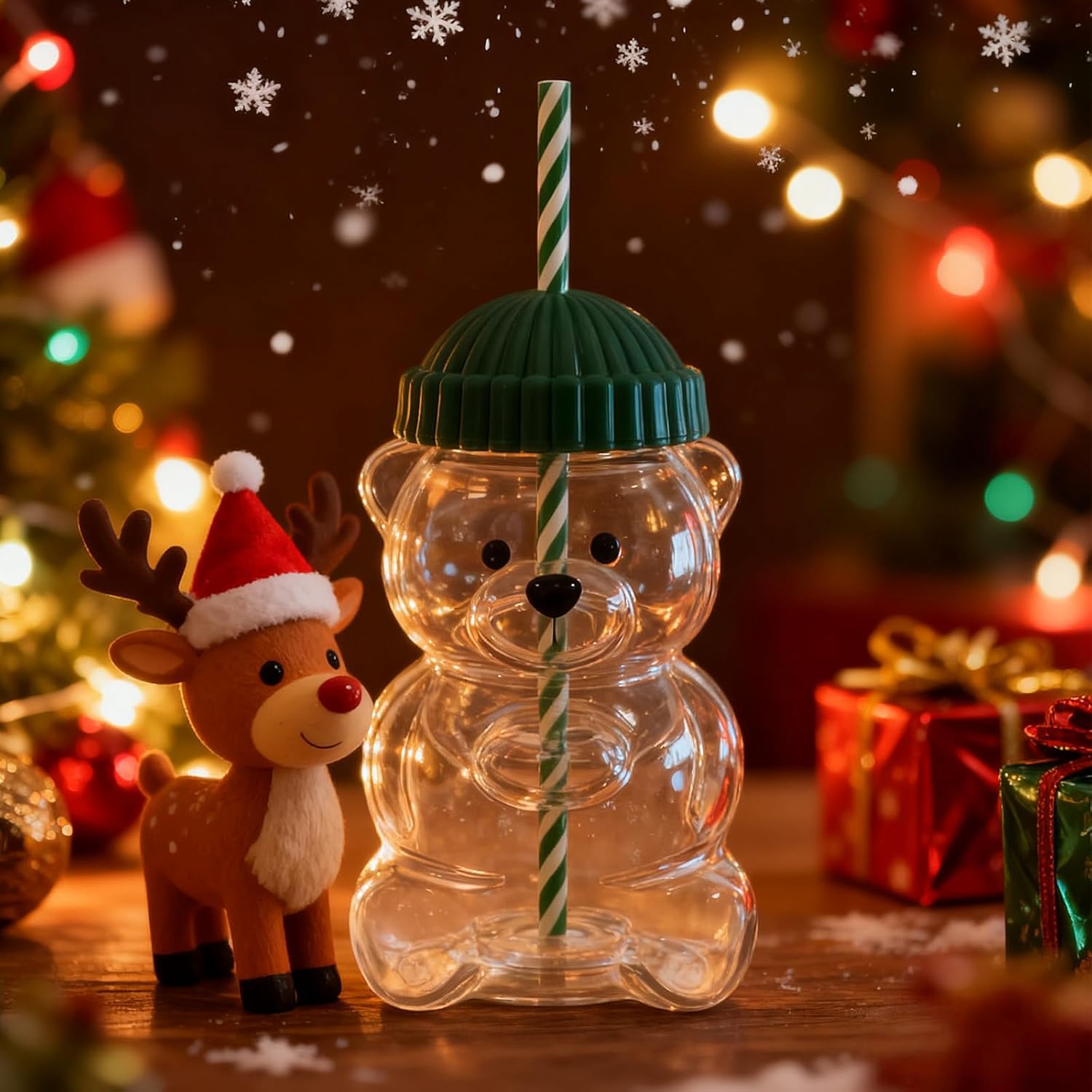 Tasse Ours En Verre Avec Paille – 230 Ml, Abs, Étanche, Pour Café Glacé, Thé, Lait, Cadeau Enfant Et Adulte