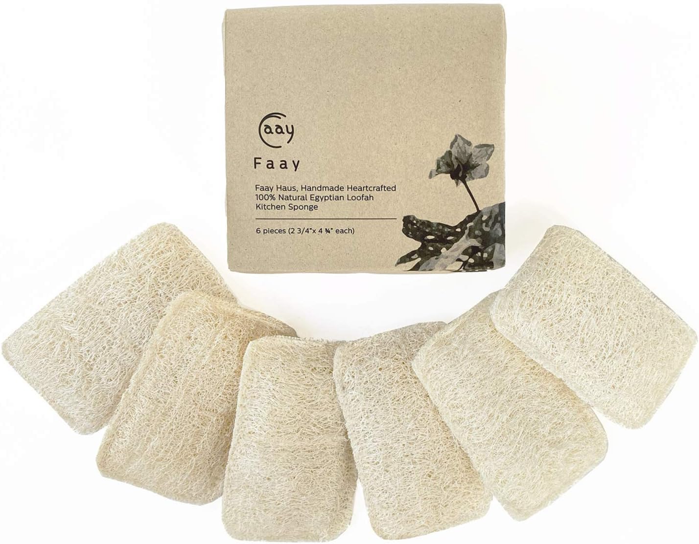 Eco Friendly Sponges for Dishes, Multi-Purpose Non-Scratch Loofah Scrubber for Cookware, Kitchen, Bathtub and Body, Handmade Unbleached Luffa Fiber, Natural, Biodegradable, Compostable & No Smell