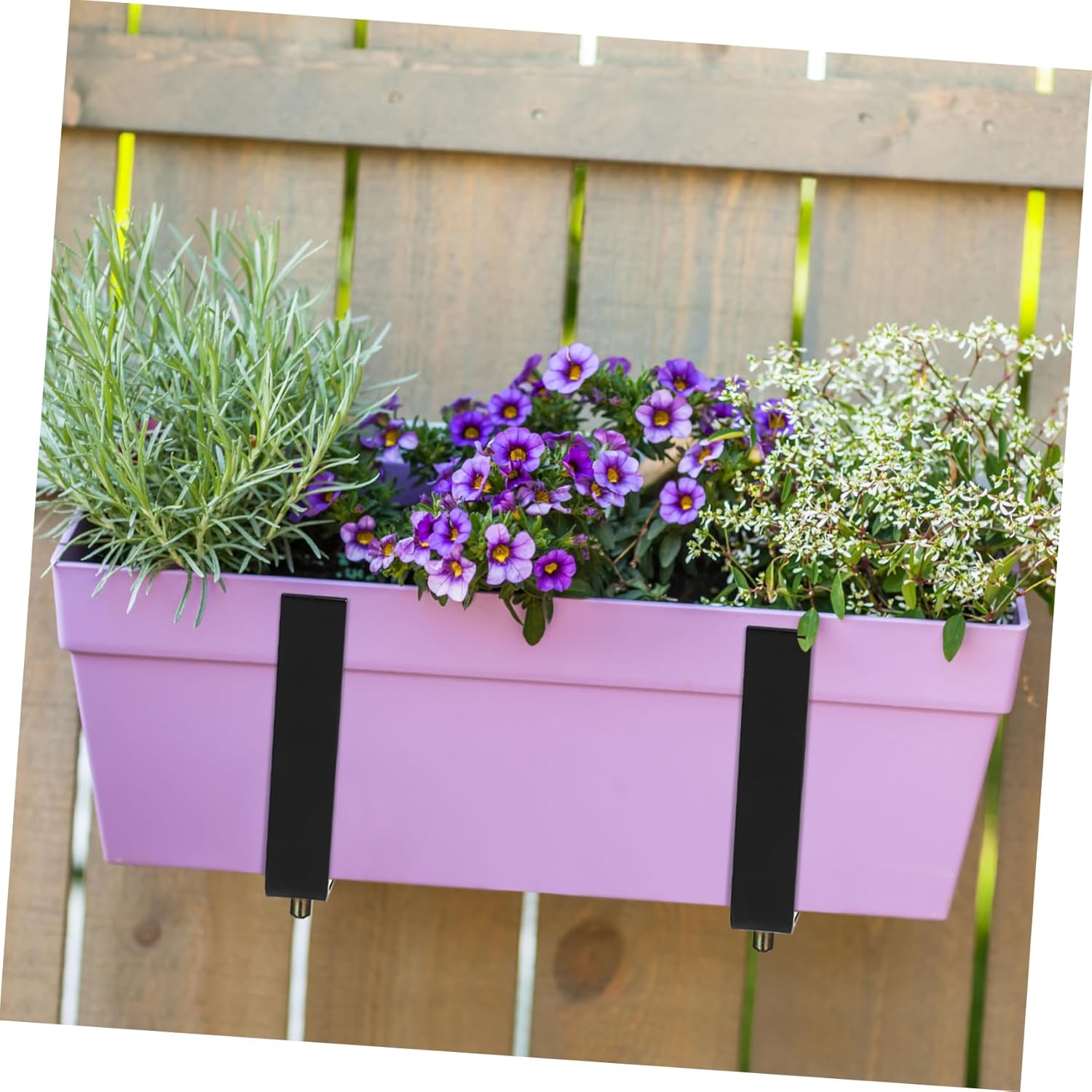 2Pcs Adjustable Railing Planter Brackets Flower Boxes Metal Support for Deck Railing Easy Installation for Indoor Outdoor Use Stable Plant Holder for Gardens and Balconies