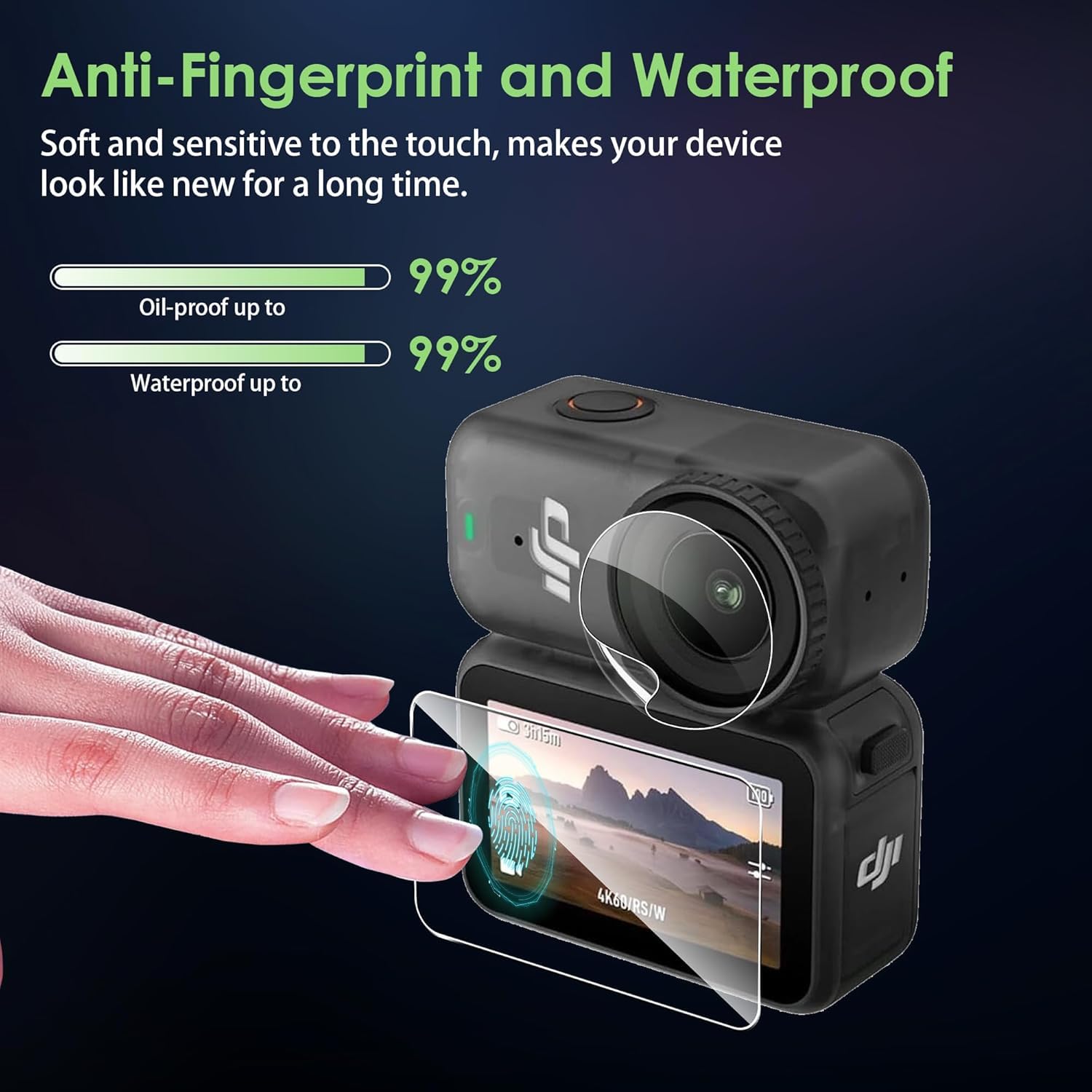 M.G.R.J® Tempered Glass Screen Protector for DJI Osmo Nano Action Camera (Set of Screen Tempered Glass & Lens PET Protector) (Transparent) — Amazon image 3
