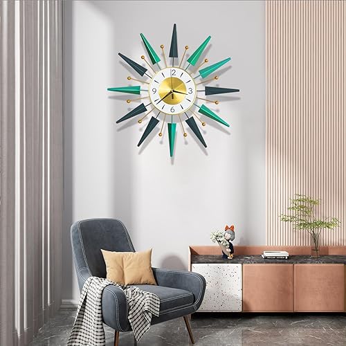 Miniatura 9 de Reloj grande silencioso de mediados de siglo sin tictac, reloj de pared grande de 23.6 pulgadas decorativo de metal, decoración moderna para el