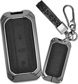 Key Fob Protector Compatible with Jaecoo J5 2025 2026 Metal & Leather Car Key Case Protective Key Case,Black-C