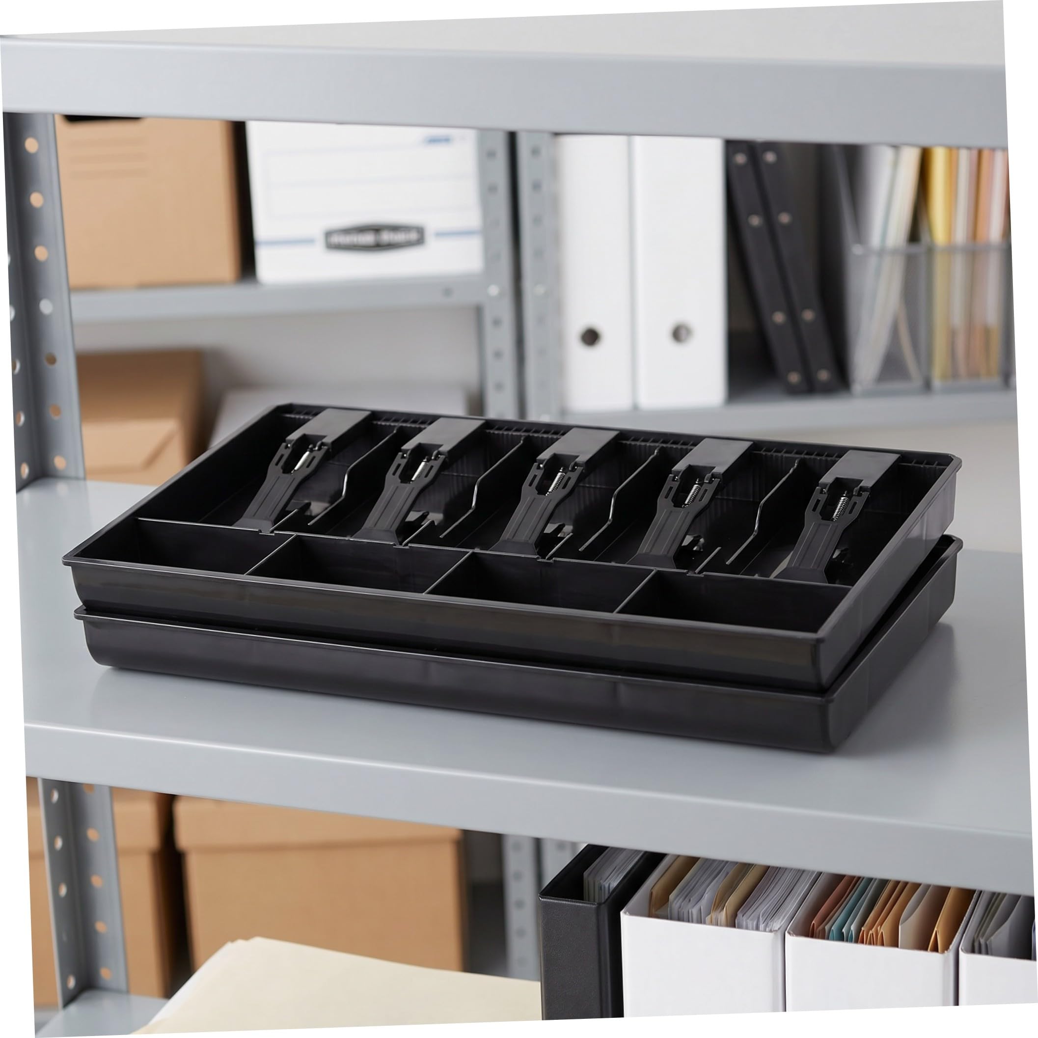 Ciieeo 2 Pezzi Vassoio Facile da Inserire e Pulire con Scomparti Cassetto per Cassa Porta Contanti in Resistente per Negozi e Uffici