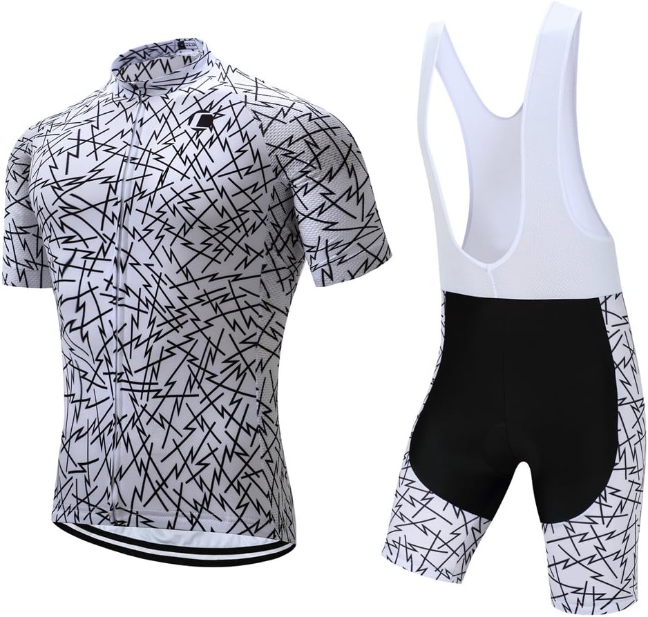 Coconut RopamoMen's Cycling Jersey Set Biking Road Bike Jersey Bib Shorts with 4D Padded Cycling Clothing Set for Men