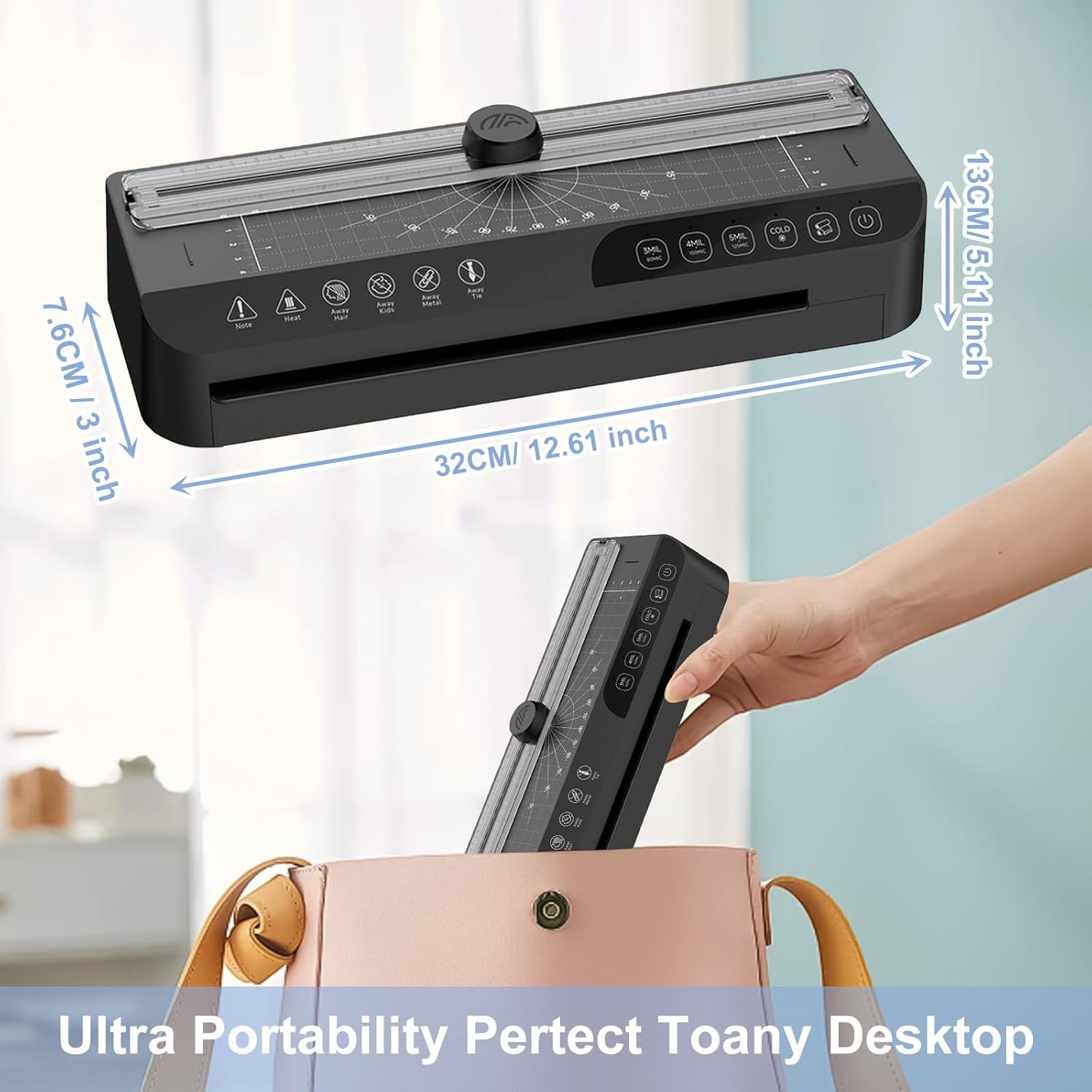 Qivine Laminating Machine with Lamination Sheets, 13'' Laminate Machine with Laminating Paper 4-in-1, Portable Personal Laminators Hot & Cold for Teachers Home School Use