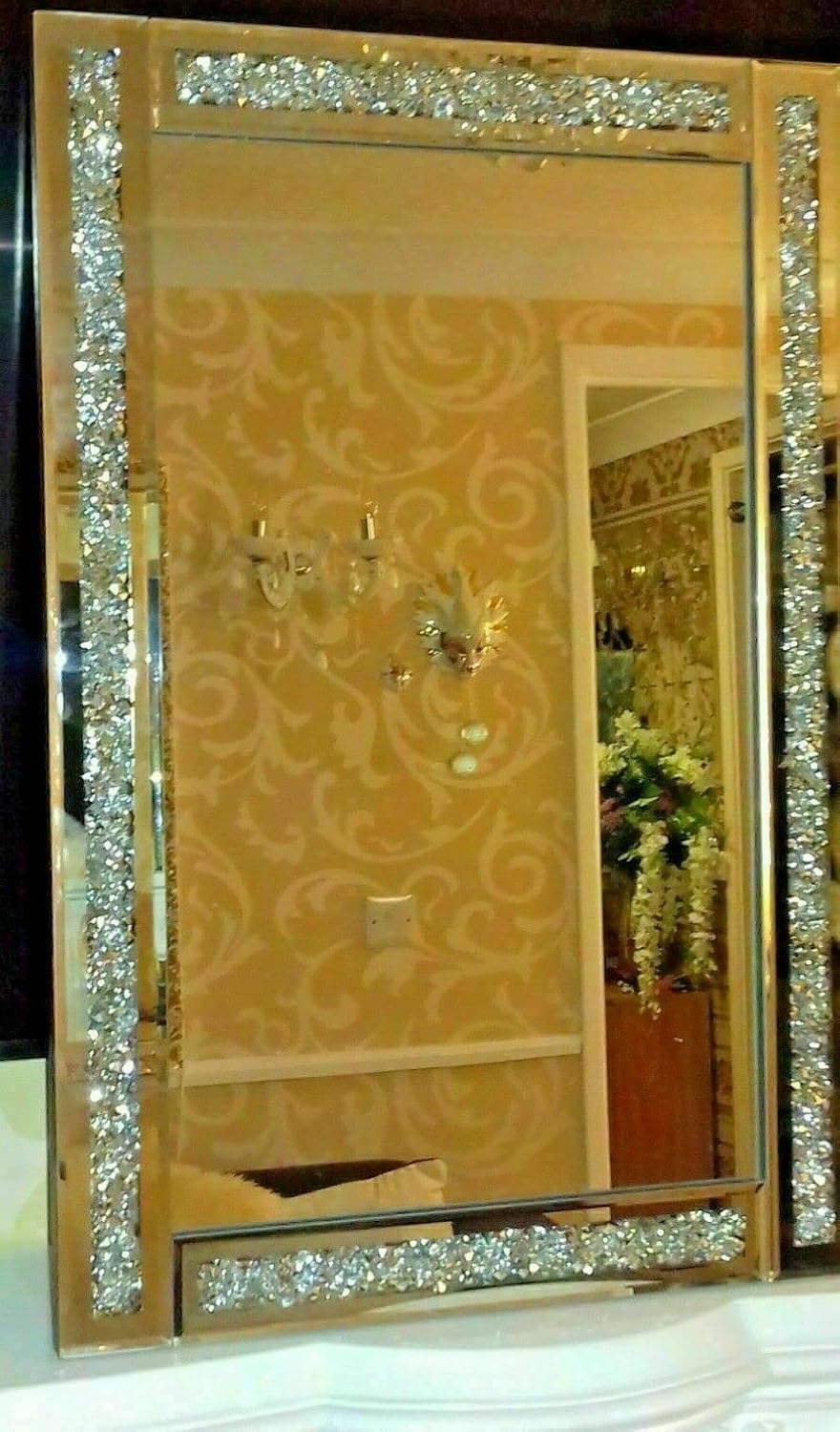 Deenz Crushed Jewel Wall Mirror Loose Diamante Home Decor Mirror Gift (40X60cm)
